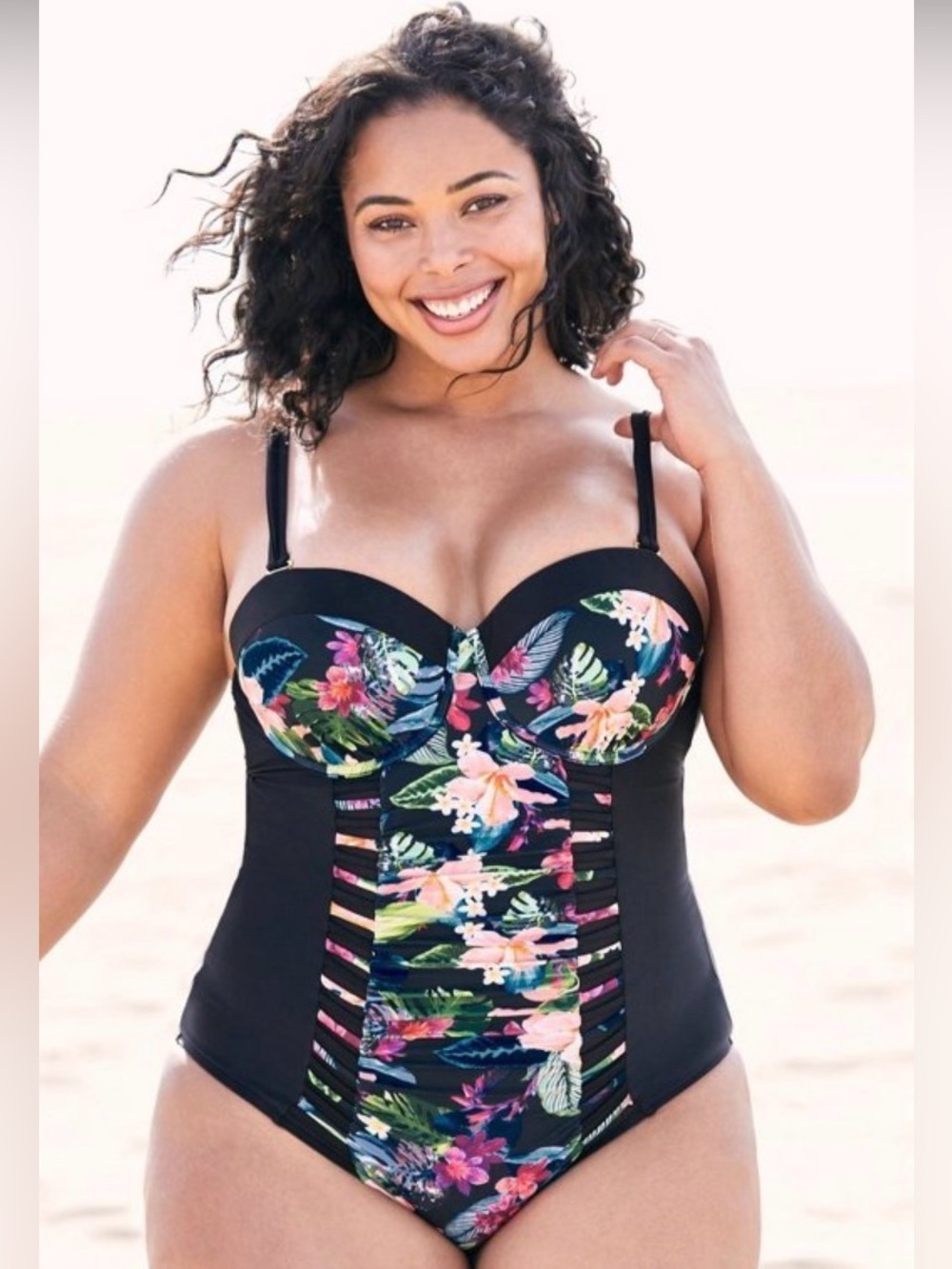 Swimsuits for All Ruched Underwire One Piece Swimsuit - 24, Bold Floral